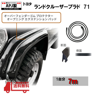  Land Cruiser Prado 71 over fender rubber for 1 vehicle 7m protector opening extension pad both sides tape outside fixed form 