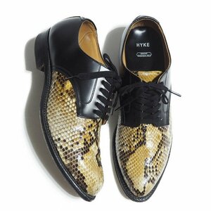 M0246R38　▼HYKE ハイク × beautiful shoes ビューティフルシューズ▼　パイソン レザーシューズ 6.5E/24～24.5cm 黒 レースアップ