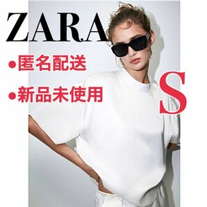 【新品】ZARA サテントップス 半袖 Sサイズ