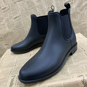  new goods M size 23.0-23.5cm complete waterproof rib attaching Short rain boots Short rain shoes rain sneakers waterproof boots black osw540