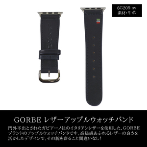 GORBE イタリアンレザー アップルウォッチバンド 38/40mm ネイビー▼6G209-nv▼新品 牛革 本革 ゴルベ Apple 時計 腕時計 バンド Y1