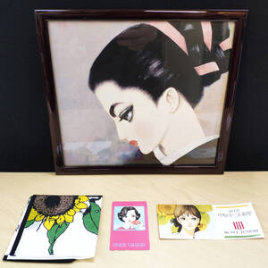 中原淳一 額絵 それいゆ表紙 1955 WINTER No.36 & テレホンカード50度数 & ハンカチ ひまわり & 中原淳一美術館 入館チケット