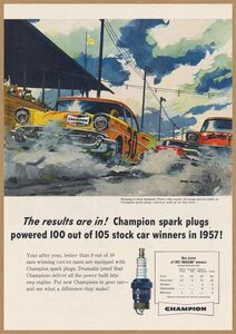 チャンピオン 点火プラグ レトロミニポスター B5サイズ 複製広告 アメ車 レース パーツ USAD5-074