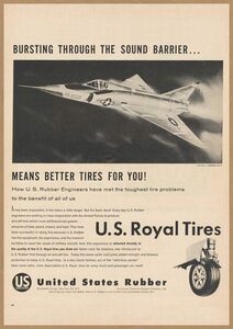 戦闘機 レトロミニポスター B5サイズ 複製広告 ◆ U.S. ロイヤルタイヤ USAF 軍需 USAD5-053