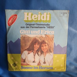 【EPレコード】激レア　Gitti und Erica(ジティ&エリカ)　Heidi/SONNE IM HERZEN/ドイツ版アルプスの少女ハイジ主題歌/マルケン☆ストア/2