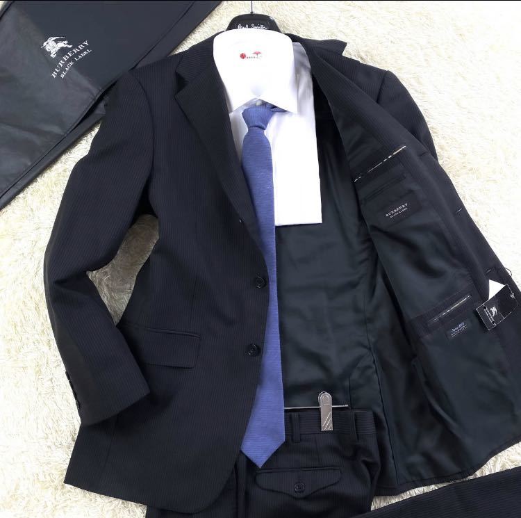 絶版極美品!L~M!バーバリーブラックレーベル セットアップスーツ黒系
