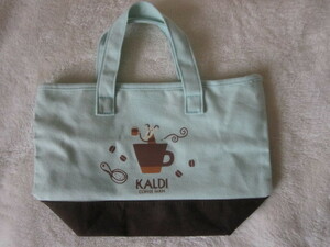 ＊ＮＥＷ＊KALDI COFFEE FARM カルディコーヒーファーム　トートバッグ　アイスブルー×ブラウン