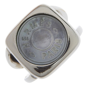 Hermes Hermes Serie Signet Ring / Ring Metal x Shell № 9 Серебряные дамы [H130123140] Используются