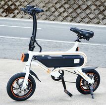 電動バイク機能搭載♪コンパクトな折り畳み式の電動アシスト自転車 12インチ！前後ディスクブレーキ・オートクルーズ機能搭載！V2ホワイト_画像2