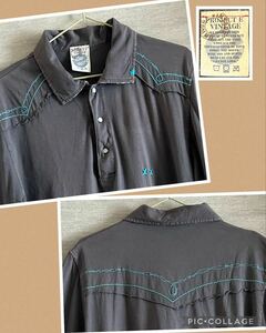 *送料無料!!即決!![USED 2回着用]メンズ ダメージ加工 PROJECT E VINTAGE WESTERN VINTAGE POLO 半袖 Tシャツ [XL] グレー