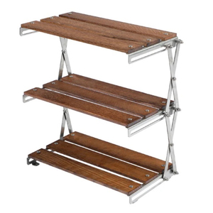 * outdoor rack * three step wood rack * outdoor kitchen three step rack * storage case attaching * natural oak material rack * multifunction three step rack *4