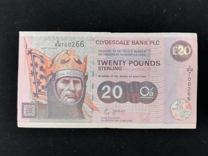 【外国紙幣/旧紙幣/古紙幣】スコットランド/Scotland クライズデール銀行 20ポンド コレクション 管理632F