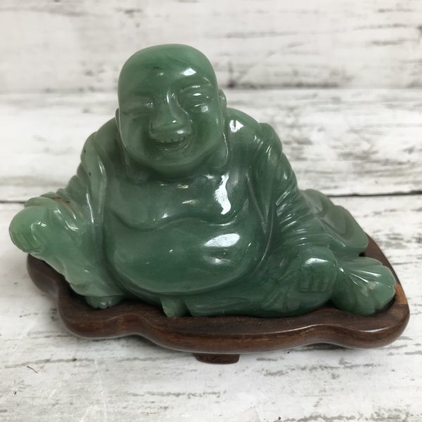 布袋様 置物 緣起物 瑪瑙 翡翠 彫刻 商売繁盛 台座 屏風3点