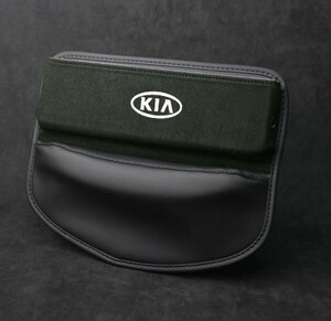 キア KIA 車シートサイドポケット収納ギャップ 収納ボックス 1個 シートポケット PU製+アルカンターラ ケーブル通し穴付 グリーン