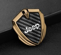 ジープ ステッカー 車ロゴ エンブレム 3D立体 金属製 デカール 1枚 防水 両面テープ付き 簡単貼り付け 車の装飾 ゴールド_画像1