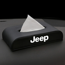 ジープ JEEP 車用ティッシュボックス PUレザー 高級ティッシュケース 磁石開閉 車内収納ケース ロゴ入り 防水 ブラック_画像1