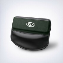 キア KIA 車シートサイドポケット収納ギャップ 収納ボックス 1個 シートポケット PU製+アルカンターラ ケーブル通し穴付 グリーン_画像2