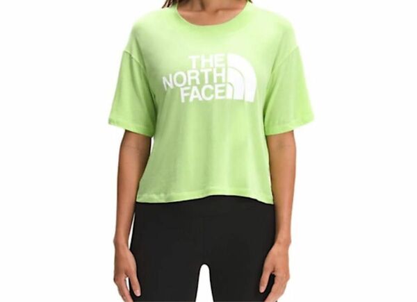 THE NORTH FACE ロゴTシャツ　海外Sサイズ 半袖Tシャツ　日本Mサイズ　グリーン　ショート丈　クロップド丈
