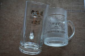 ビールジョッキ　小　中ジョッキ　2個　コカコーラ　北海道　グラス