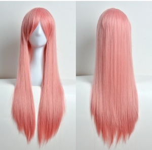 * free shipping * strut long wig 80cm pink peach color costume cosplay small articles anime game manga Halloween fancy dress 