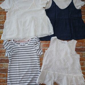 GLOBAL WORK グローバルワーク 重ね着Tシャツ XL 120 130 ドッキング ノースリーブ 半袖 フリル