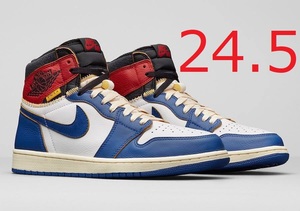 UNION × NIKE AIR JORDAN 1 RETRO HIGH OG NRG STORM BLUE VARSITY RED 24.5cm ユニオン ナイキ エア ジョーダン 新品未使用 黒タグ付き