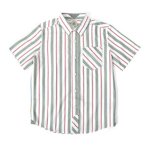 VOLCOM Полосатая рубашка на пуговицах C0411412 S Белая рубашка с коротким рукавом для детей