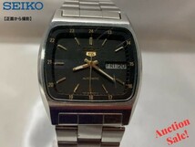 【可動品】SEIKO セイコー５ 腕時計 086707 7009-2090 自動巻き 文字盤 黒 アンティーク_画像1