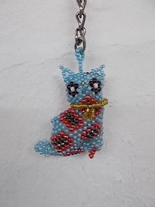 Art hand Auction 珠子钥匙扣猫猫猫珠 Amigurumi 珠饰种子珠珠饰手工毛绒玩具吊饰, 珠饰, 完成的产品, 其他的