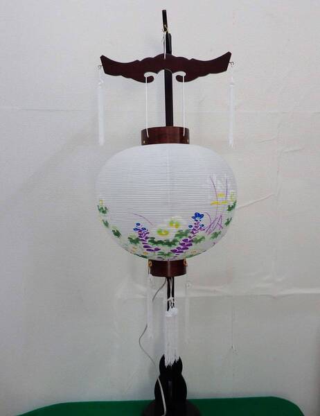 【長期在庫品】盆提灯 御殿丸 尺三丸 花梨調 一重張 40×95cm 現品特価E56-3A