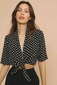 Rouje fiora top pois marne rouge blouse short sleeves 