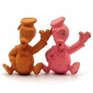  Disney Donald PVC figure 2 piece orange . pink 1960 period 
