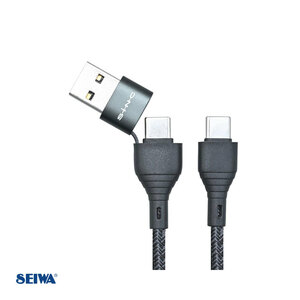 変換USBケーブルC/AtoC 転送可能ケーブル Type-C/Type-C A変換付 1.2m スマホ・タブレット等に セイワ/SEIWA D611