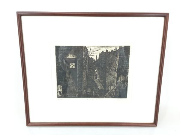 【掘出し物】絵画 松井ヨシアキ ｢夜の舞台｣ 20/30 銅版画 アート 額装 美術品 / TT-0015, 美術品, 版画, 銅版画, エッチング