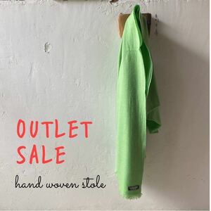  new goods with translation outlet SALE4g3 / hand weave cashmere large size stole / twill ./ yellow green / summer. hotel lunch from winter river side walk till 