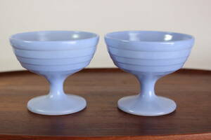  бесплатная доставка прекрасный товар 2 шт. комплект V Hazel Atlas шербет cup синий голубой Hazel Atlas Vintage десерт современный цветный 