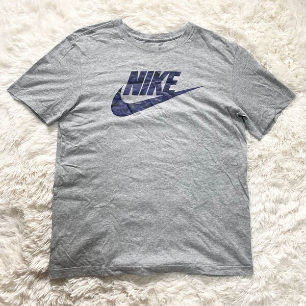 NIKE Tシャツ グレー 迷彩 胸ロゴ サイズL