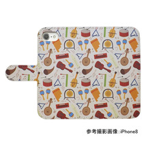 Disney Mobile　スマホケース 手帳型 プリントケース 楽器 音符 ギター キーボード マラカス トライアングル ドラム 笛_画像2