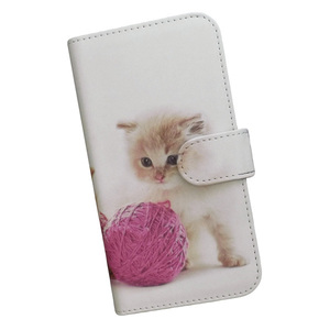 Galaxy S21＋ 5G SCG10　スマホケース 手帳型 プリントケース ネコ アメリカンショートヘア 子猫 毛糸 かわいい