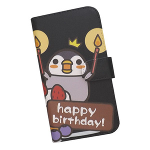 楽天 Rakuten BIGs 3917JR　スマホケース 手帳型 プリントケース ペンギン 動物 ケーキ 誕生日 キャラクター かわいい