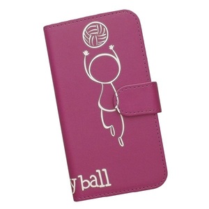 Redmi Note 10 JE XIG02/A101XM　スマホケース 手帳型 バレーボール 排球 スポーツ モノトーン 棒人間 ピンク