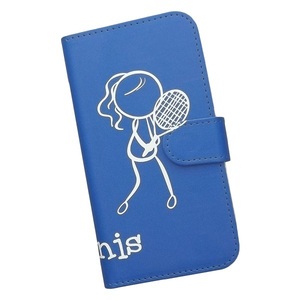 Redmi Note 10 JE XIG02/A101XM　スマホケース 手帳型 テニス 庭球 スポーツ モノトーン 棒人間 ブルー