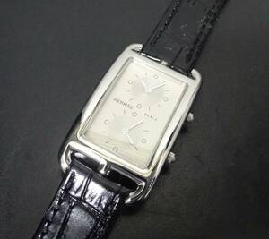  beautiful goods HERMES Hermes cape kododu Zone CC3.510 GMT function silver unisex exterior polishing on battery replaced genuine article 