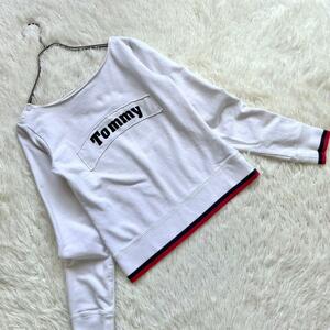 E4301　TOMMY girlトミーガール【XS】カットソー トップス 長袖 胸ロゴ　白