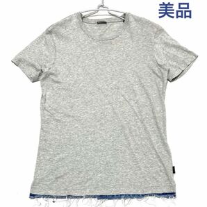 美品 ディーゼル Tシャツ 裾デニム メンズtシャツ グレー S 半袖Tシャツ