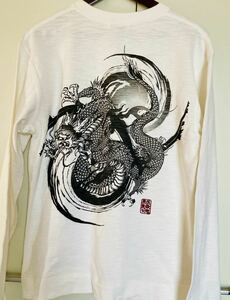 美品◆絡繰魂　カラクリタマシイ　和柄　龍　長袖Tシャツ　ロンT カットソー　ロングスリーブ　厚手コットン　Tシャツ