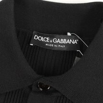 DOLCE&GABBANA ドルチェ&ガッバーナ ビーズ エンブレム ロゴ シルク コットン ニット ロングスリーブ ポロシャツ 21SS 長袖 ブラック M_画像3