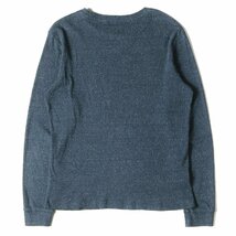 DIESEL ディーゼル Tシャツ サイズ:S ネップ混 リブ編み ロゴ プリント ストレッチ コットン ロングスリーブ 長袖 ロンT ネイビー S_画像2