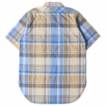 美品 NONNATIVE ノンネイティブ マドラスチェック ロング 半袖 シャツ HUNTER LONG SHIRT S/S R/P MADRAS PLAID 19SS ベージュ ブルー 0_画像2