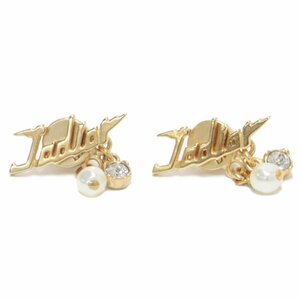 美品 Dior ディオール ピアス ゴールド ロゴ パール ビジュー jadior 両耳用 ブランド アクセサリー